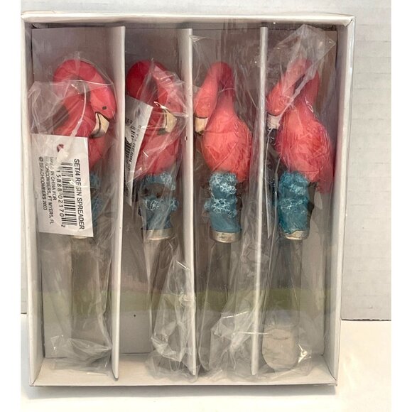 Stainless Steel Cheese Jelly Butter Spreaders Knives Pink Flamingo Set Of 4 NIB - Picture 4 of 5